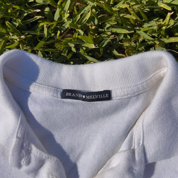 brandy melville white collared button up crop top - Picture 4 of 4
